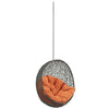 Modway Hide Wicker Rattan Outdoor Patio Swing Chair with Hanging Steel Chain in Gray Orange