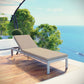 Shore Outdoor Patio Aluminum Chaise with Cushions, Silver Beige  - No Shipping Charges