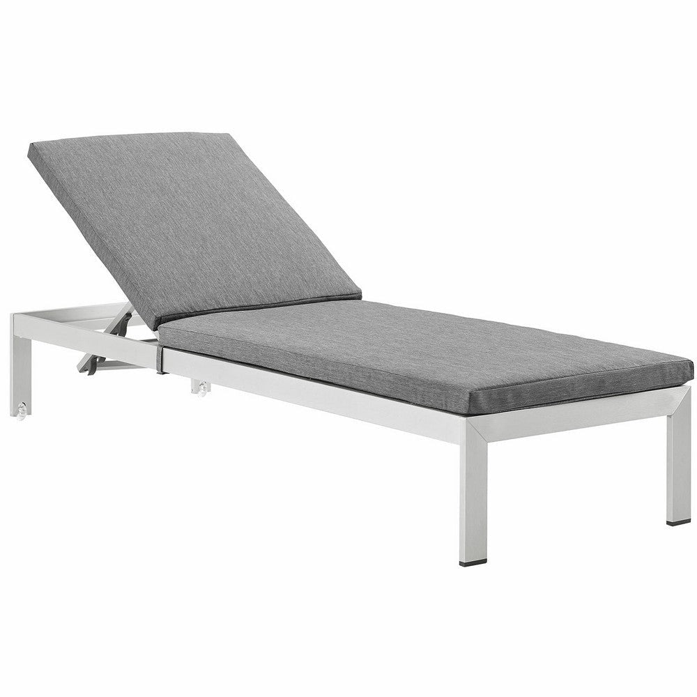 Shore Outdoor Patio Aluminum Chaise with Cushions, Silver gray - No Shipping Charges