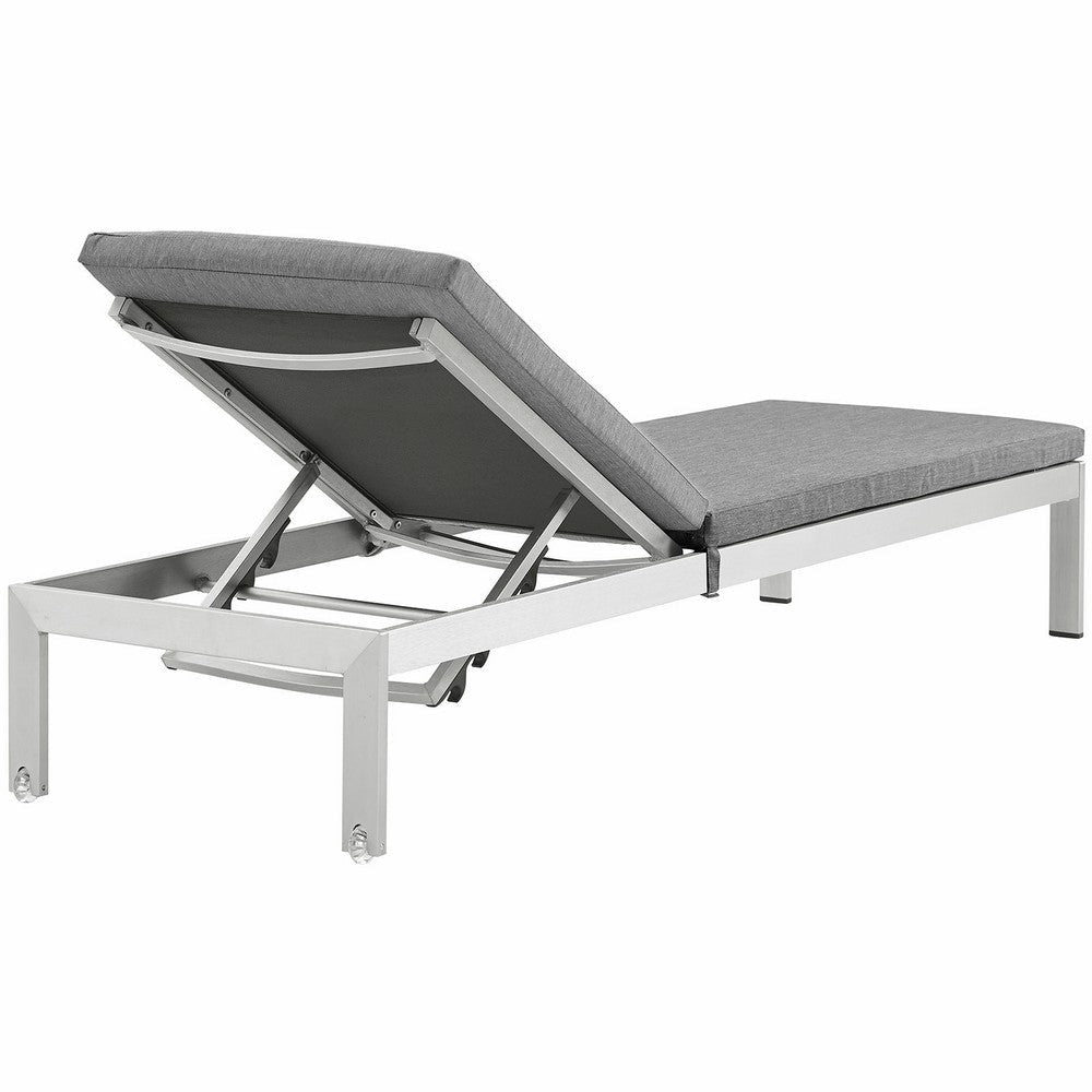 Shore Outdoor Patio Aluminum Chaise with Cushions, Silver gray - No Shipping Charges