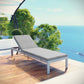 Shore Outdoor Patio Aluminum Chaise with Cushions, Silver gray - No Shipping Charges