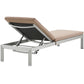 Shore Outdoor Patio Aluminum Chaise with Cushions, Silver Mocha - No Shipping Charges