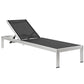Shore Outdoor Patio Aluminum Chaise with Cushions, Silver Navy - No Shipping Charges