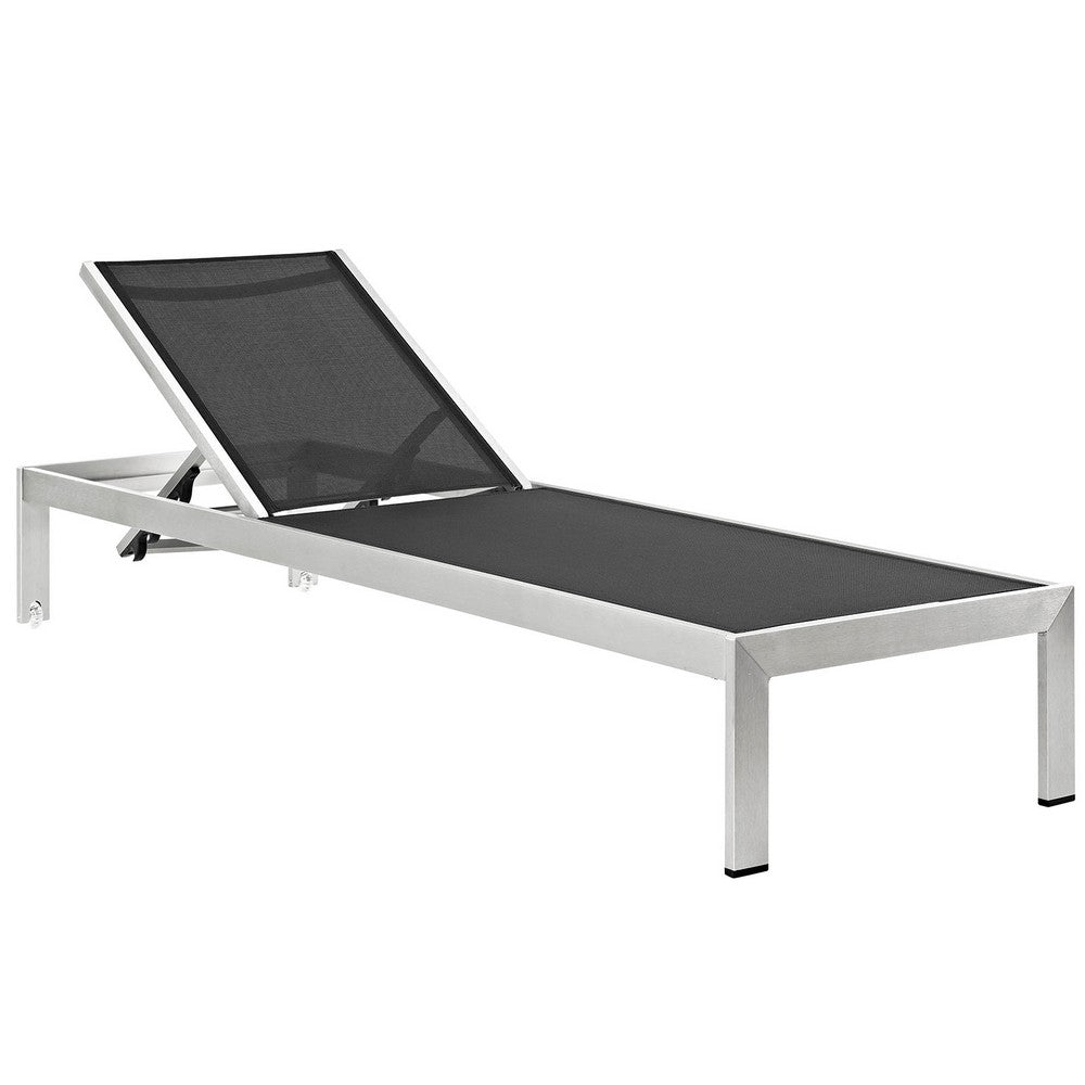 Shore Outdoor Patio Aluminum Chaise with Cushions by Modway| Silver Turquoise