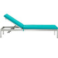 Shore Outdoor Patio Aluminum Chaise with Cushions, Silver Turquoise - No Shipping Charges