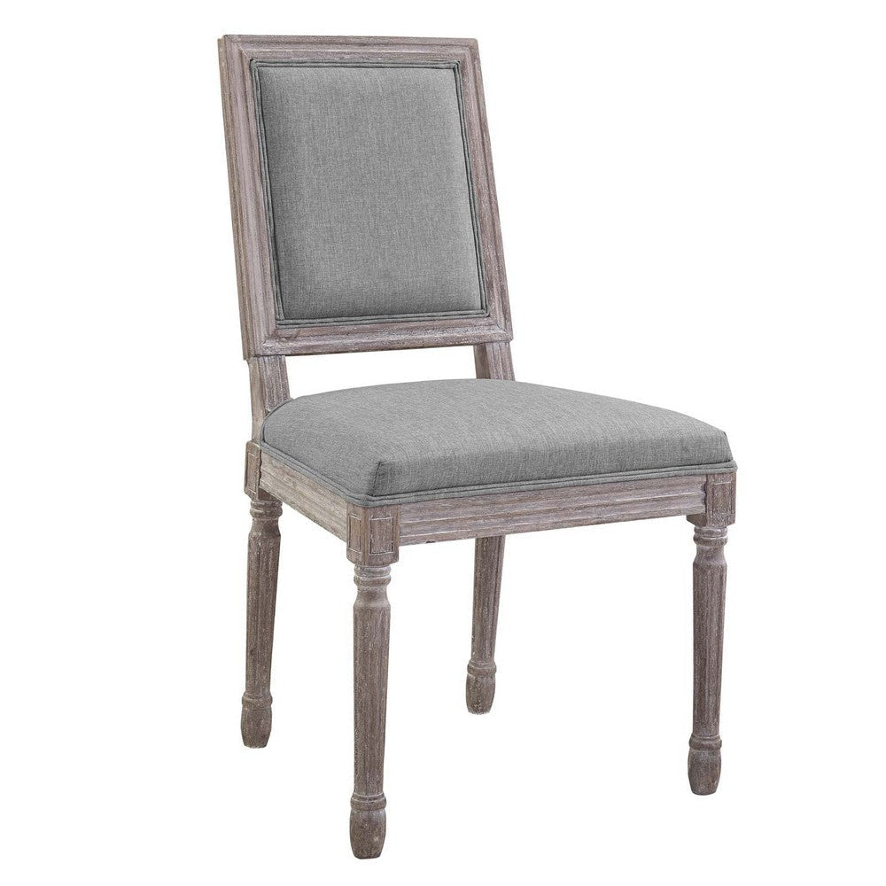 Modway Court French Vintage Upholstered Fabric Dining Chair in Light Gray