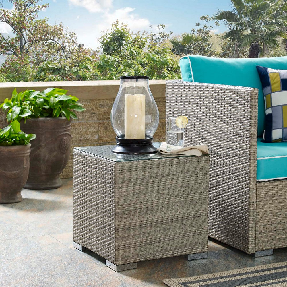 Repose Outdoor Patio Side Table by Modway| Light Gray