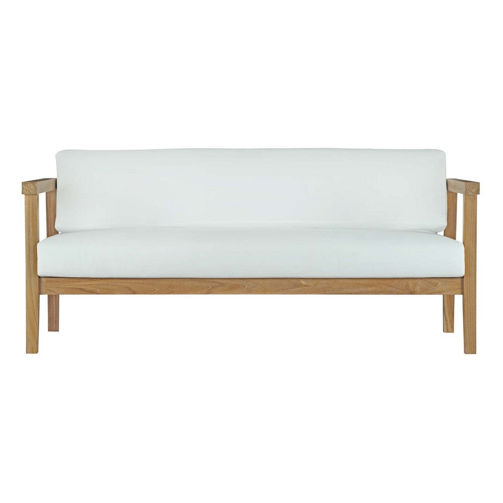 Modway Bayport Teak Wood Outdoor Patio Loveseat in Natural White MDY-EEI-2696-NAT-WHI