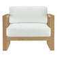 Upland Outdoor Patio Teak Armchair In Natural White - No Shipping Charges