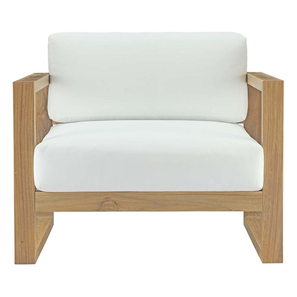 Upland Outdoor Patio Teak Armchair In Natural White - No Shipping Charges