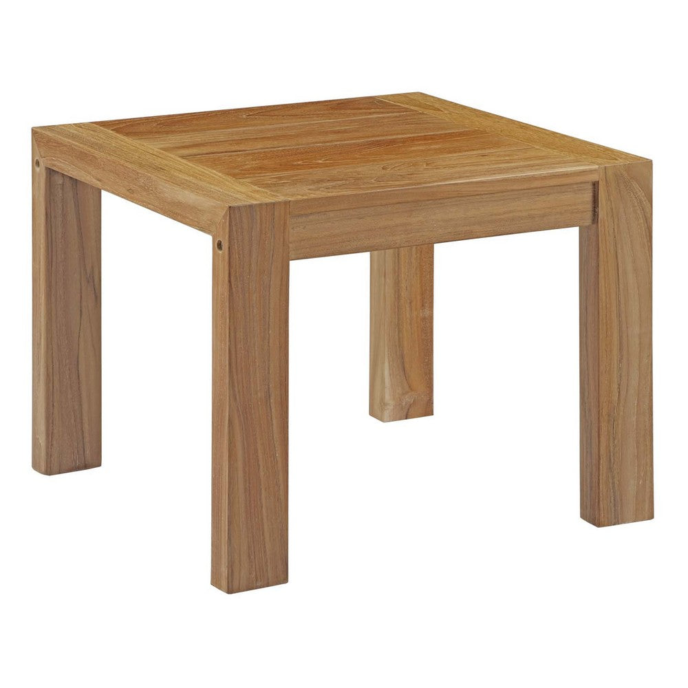 Upland Outdoor Patio Wood Side Table In Natural  - No Shipping Charges