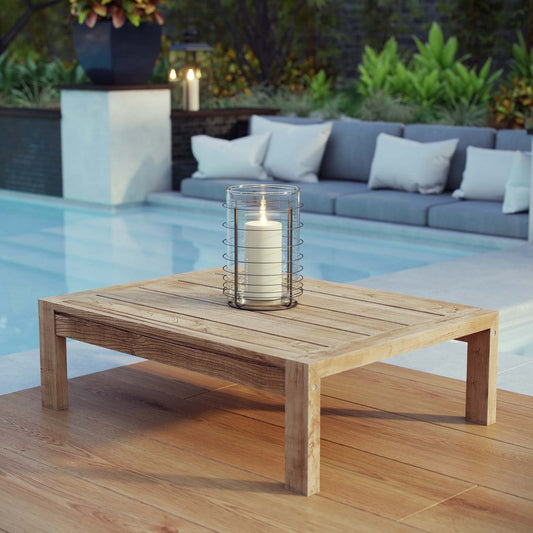 Upland Outdoor Patio Wood Coffee Table In Natural  - No Shipping Charges
