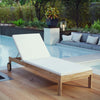 Upland Outdoor Patio Teak Chaise In Natural White - No Shipping Charges