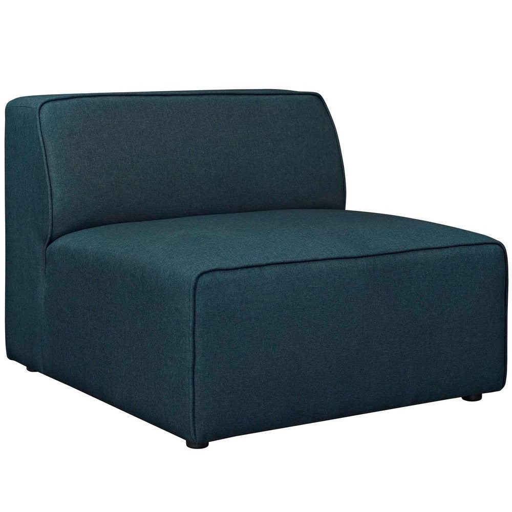 Modway Mingle Polyester Upholstered Generously Padded Armless Chair, Blue Fabric