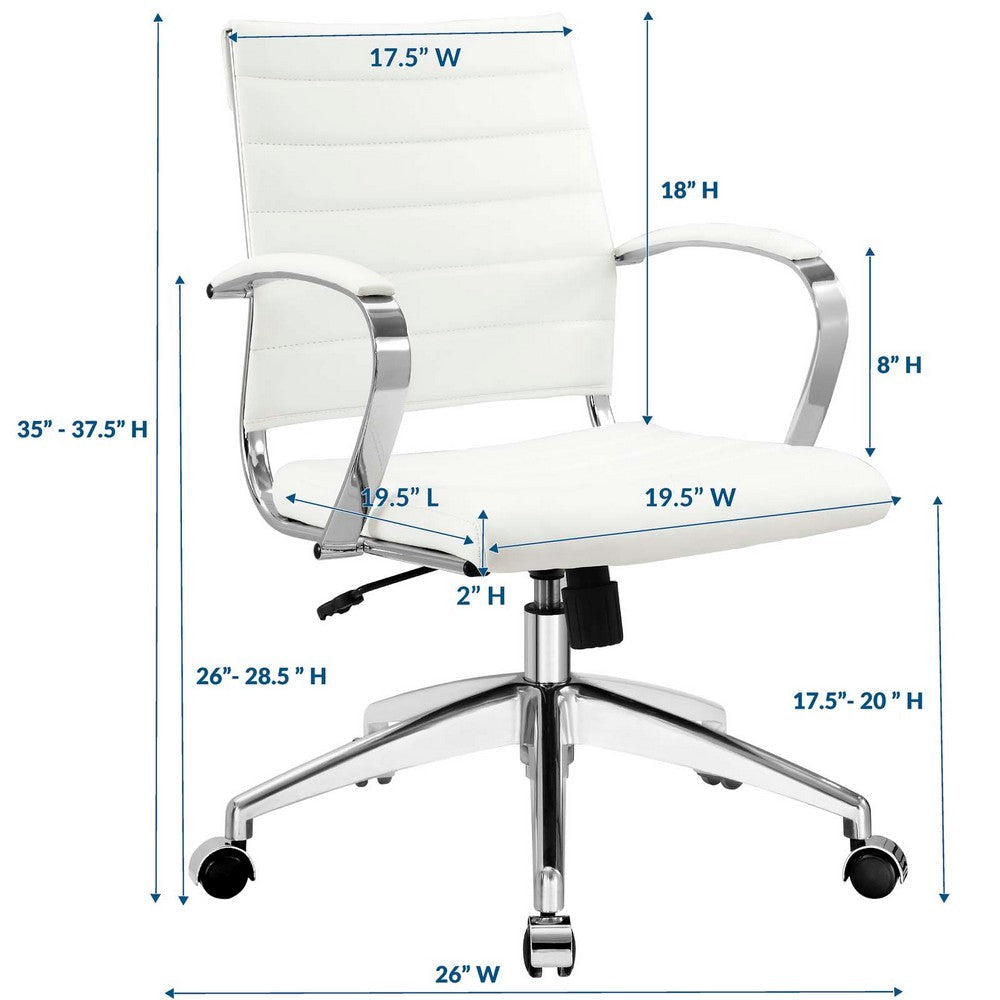 Modway Jive Ribbed Mid Back Office Chair White MDY-EEI-273-WHI