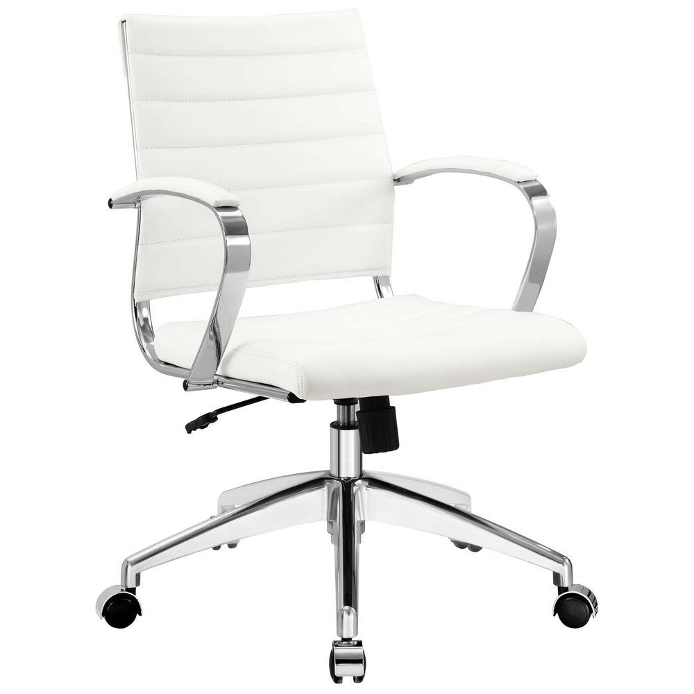 Modway Jive Ribbed, Mid Back Office Chair, White