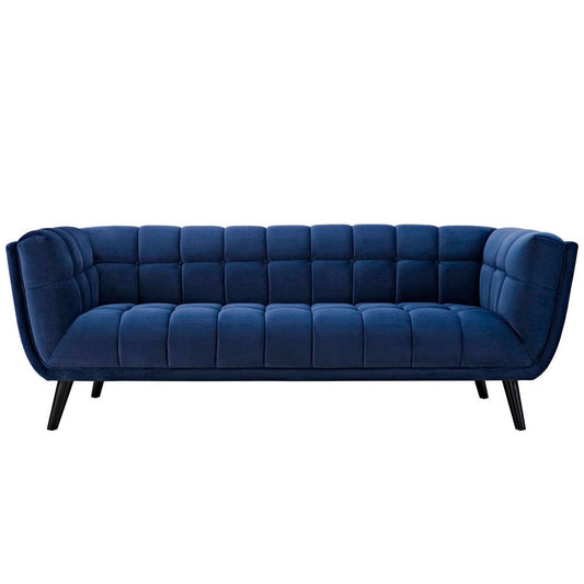 Modway Bestow Mid-Century Performance Velvet Upholstered Tufted Sofa In Navy