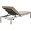 Modway Shore Aluminum Outdoor Patio Two Chaise Lounge Chairs with Cushions in Silver Mocha MDY-EEI-2737-SLV-MOC-SET