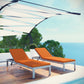 Modway Shore Aluminum Outdoor Patio Two Chaise Lounge Chairs with Cushions in Silver Orange MDY-EEI-2737-SLV-ORA-SET