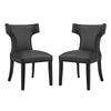 Curve Set of 2 Vinyl Dining Side Chair, Black  - No Shipping Charges