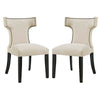 Modway Curve Set of 2 Fabric Dining Side Chair, Beige  - No Shipping Charges