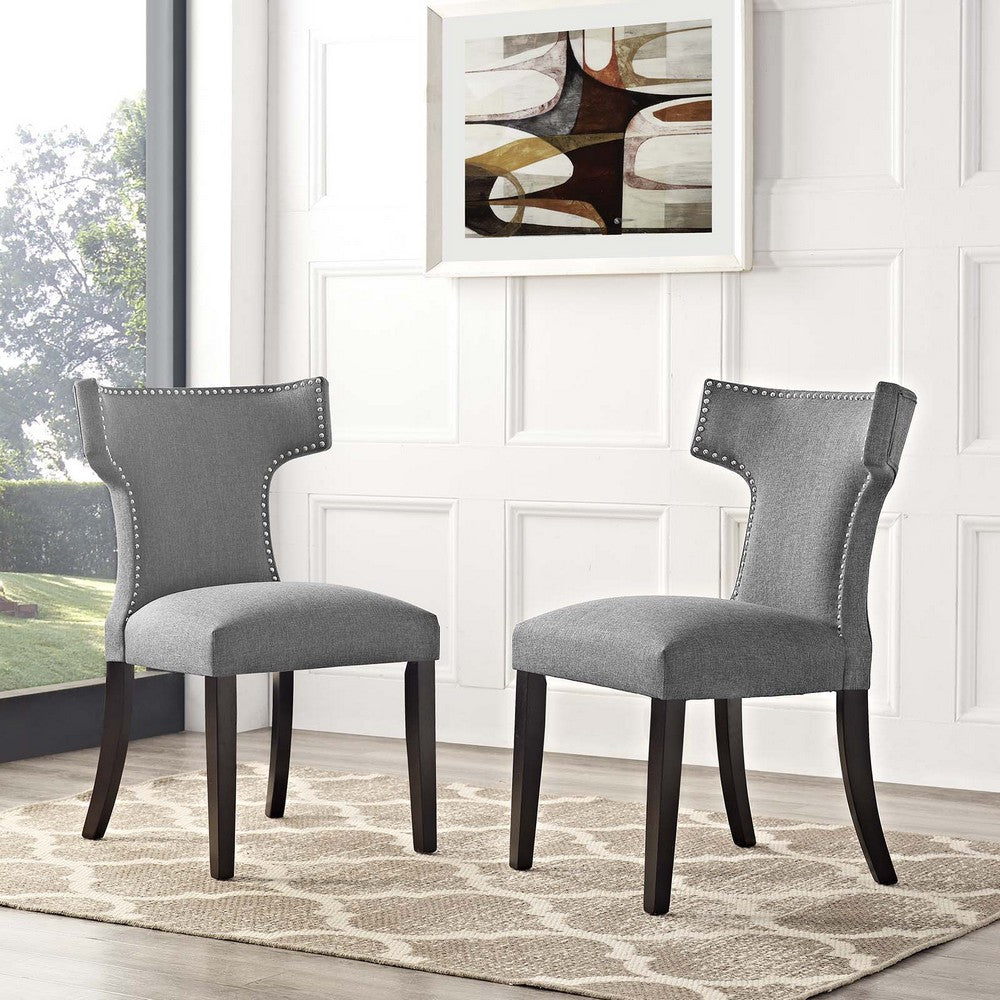 Curve Set of 2 Fabric Dining Side Chair, Gray  - No Shipping Charges