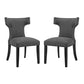 Curve Set of 2 Fabric Dining Side Chair, Gray  - No Shipping Charges