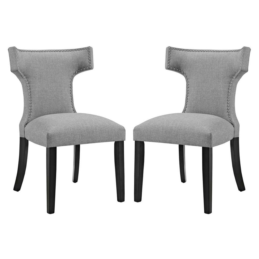 Curve Set of 2 Fabric Dining Side Chair, Light Gray  - No Shipping Charges