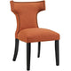 Modway Curve Mid-Century Modern Upholstered Fabric Armchairs with Nailhead Trim Two Dining Chair Set Orange MDY-EEI-2741-ORA-SET