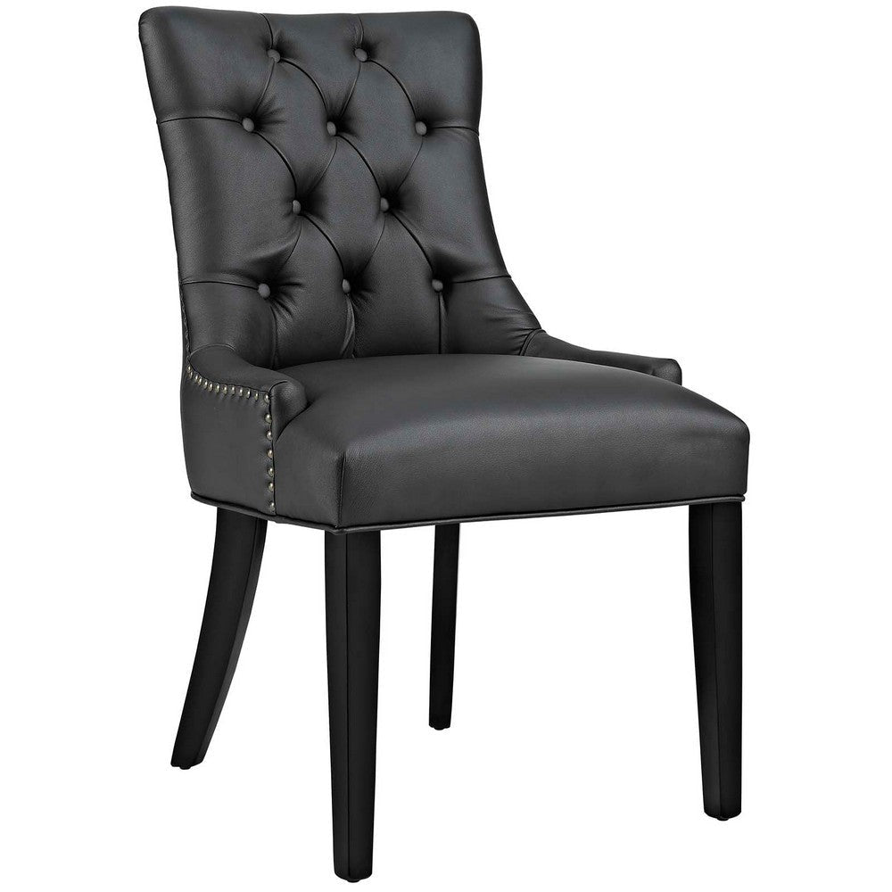 Modway Regent Modern Tufted Faux Leather Upholstered Two Dining Chairs with Nailhead Trim in Black MDY-EEI-2742-BLK-SET