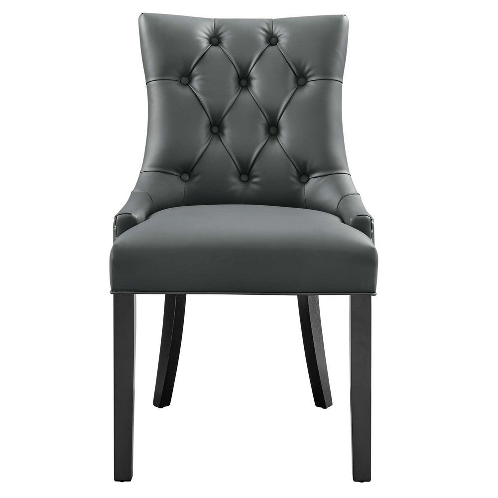 Modway Regent Modern Tufted Vegan Leather Upholstered Nailhead Trim Two Dining Chairs Grey MDY-EEI-2742-GRY-SET