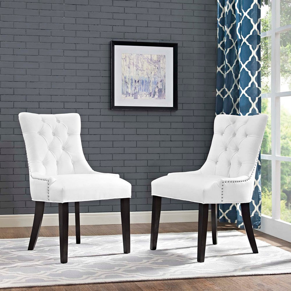 Modway Regent Set of 2 Vinyl Dining Side Chair, White |No Shipping Charges