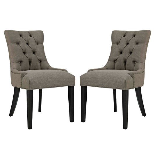 Modway Regent Modern Elegant Button-Tufted Upholstered Fabric with Nailhead Trim, Set of 2, Granite