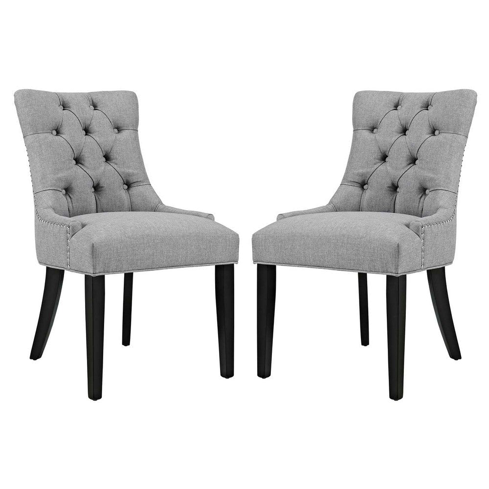 Regent Set of 2 Fabric Dining Side Chair, Light Gray 