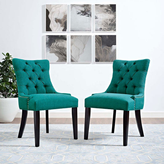 Regent Set of 2 Fabric Dining Side Chair, Teal