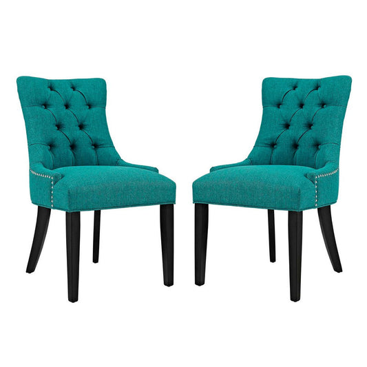 Regent Set of 2 Fabric Dining Side Chair, Teal
