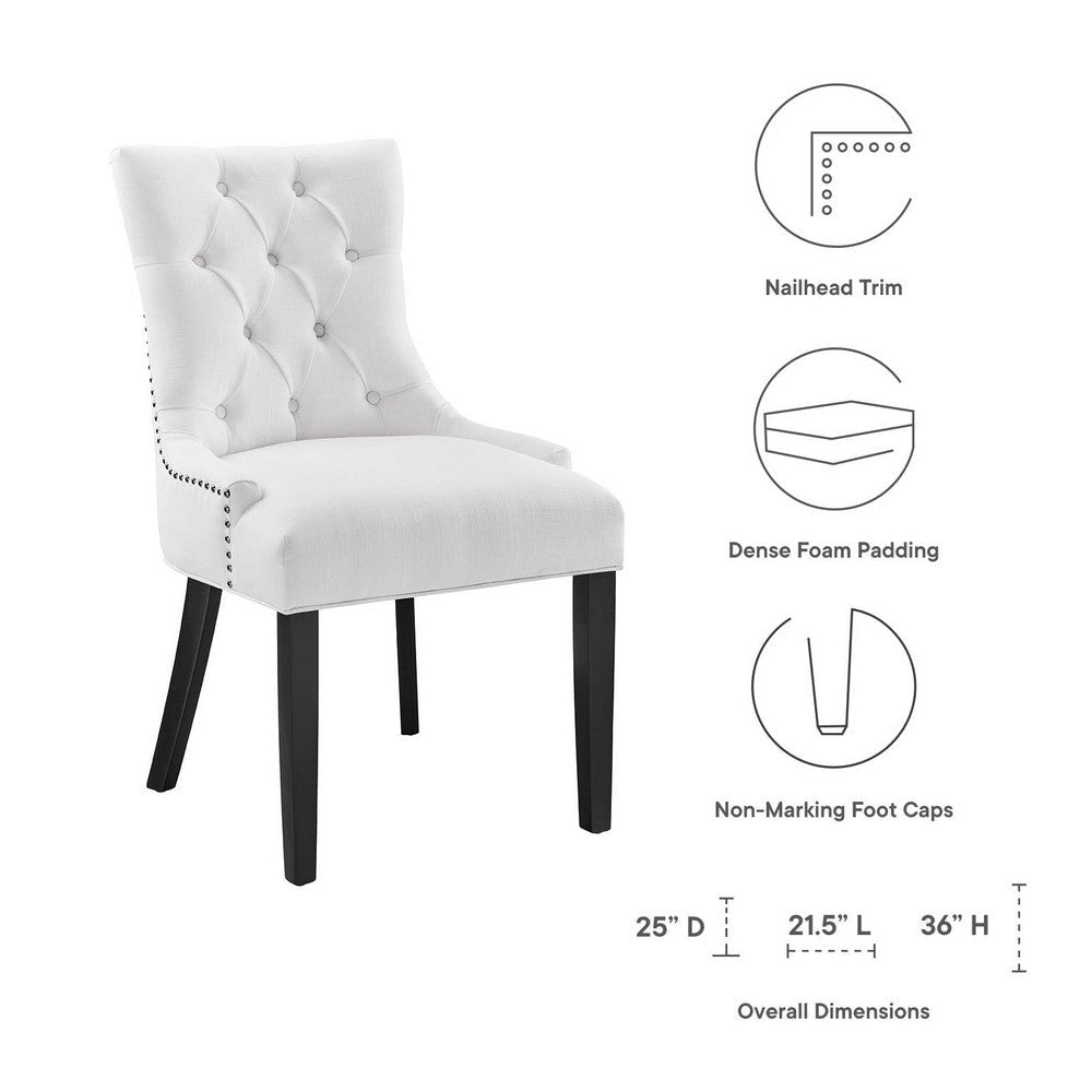 Modway Regent Modern Tufted Upholstered Fabric Two Dining Chairs with Nailhead Trim in White Set of 2 MDY-EEI-2743-WHI-SET