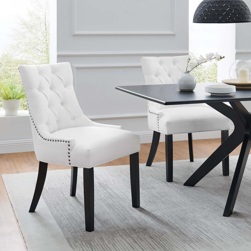 Modway Regent Modern Tufted Upholstered Fabric Two Dining Chairs with Nailhead Trim in White Set of 2 MDY-EEI-2743-WHI-SET