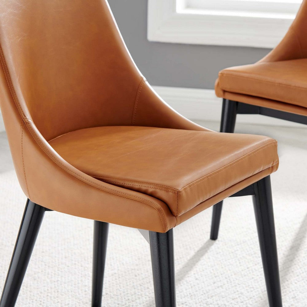 Modway Viscount Mid-Century Modern Faux Leather Upholstered Dining Chair - Set of 2 Tan MDY-EEI-2744-TAN-SET