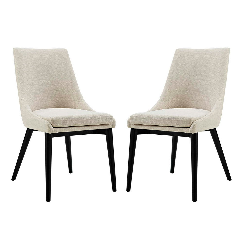 Viscount Set of 2 Fabric Dining Side Chair, Beige  - No Shipping Charges