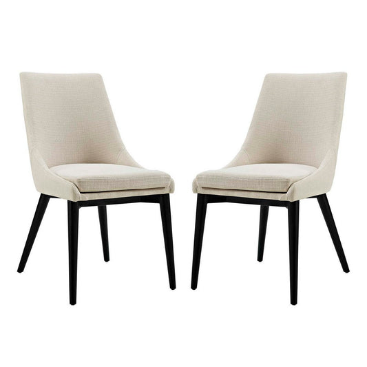 Viscount Set of 2 Fabric Dining Side Chair, Beige