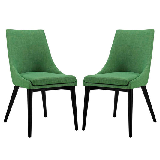 Viscount Set of 2 Fabric Dining Side Chair, Kelly Green - No Shipping Charges