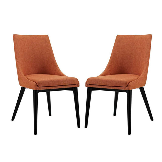 Viscount Set of 2 Fabric Dining Side Chair, Orange