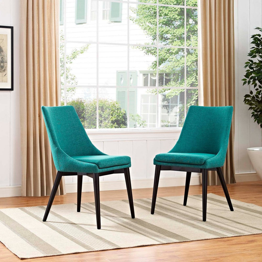 Viscount Set of 2 Fabric Dining Side Chair, Teal 