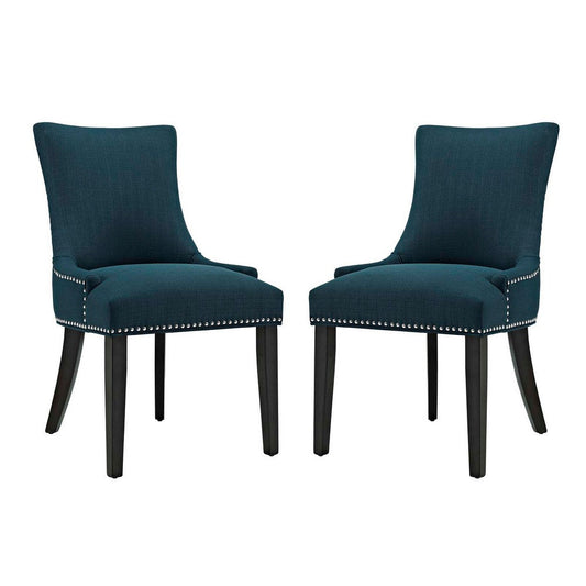 Marquis Set of 2 Fabric Dining Side Chair, Azure