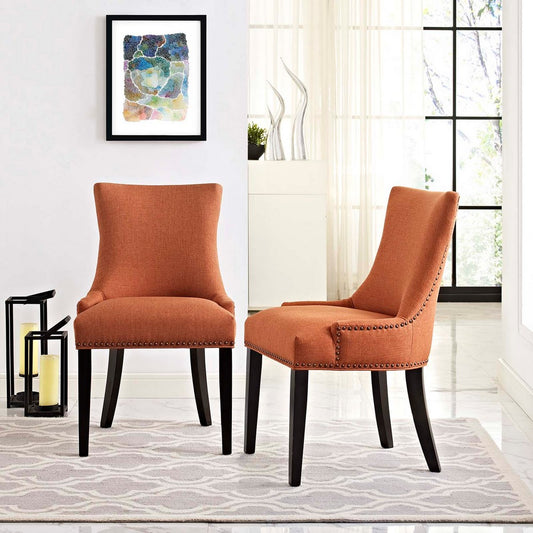 Marquis Set of 2 Fabric Dining Side Chair, Orange  - No Shipping Charges