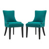 Marquis Set of 2 Fabric Dining Side Chair, Teal  - No Shipping Charges