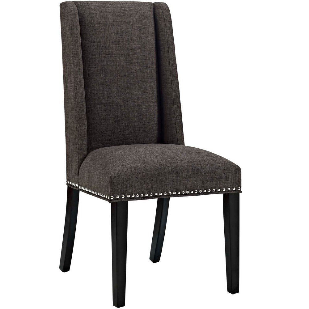 Modway Baron Modern Tall Back Wood Upholstered Fabric Two Dining Chairs in Brown MDY-EEI-2748-BRN-SET