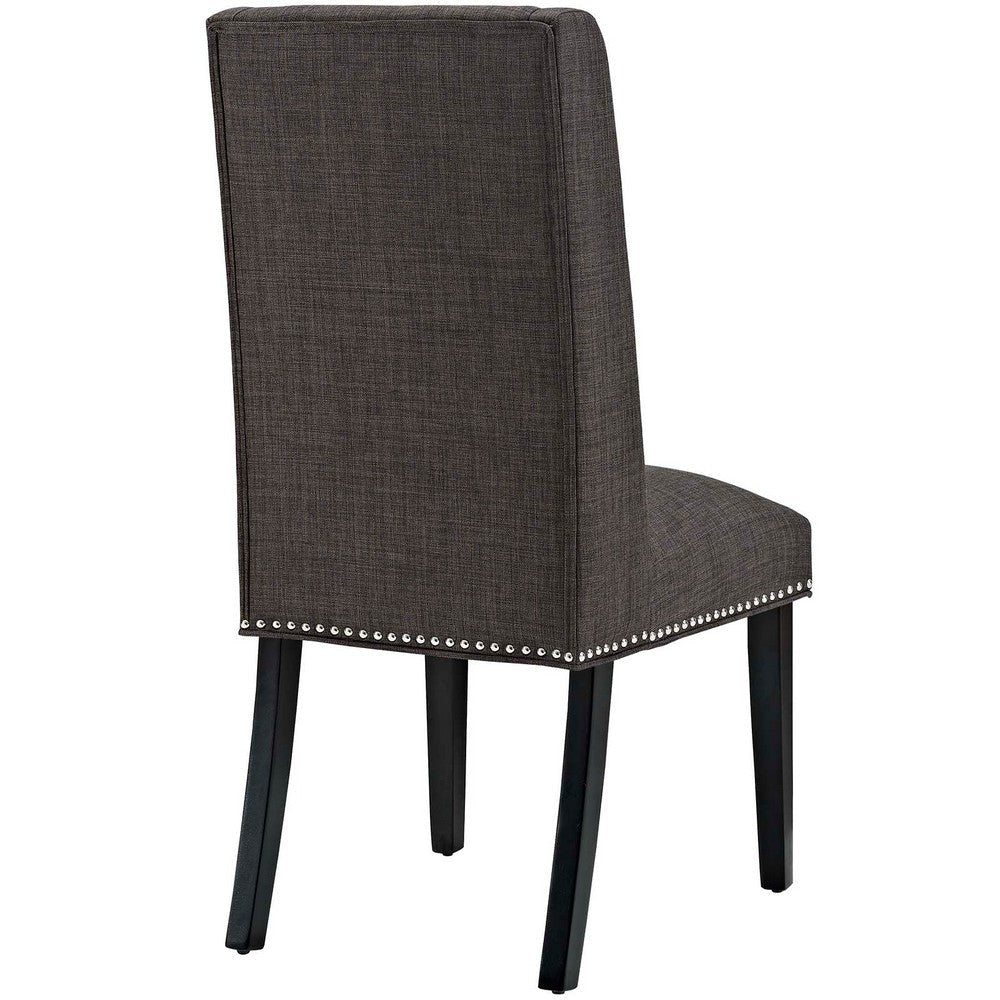 Modway Baron Modern Tall Back Wood Upholstered Fabric Two Dining Chairs in Brown MDY-EEI-2748-BRN-SET