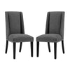 Modway Baron Modern Tall Back Wood Upholstered Fabric Two Dining Chairs in Gray